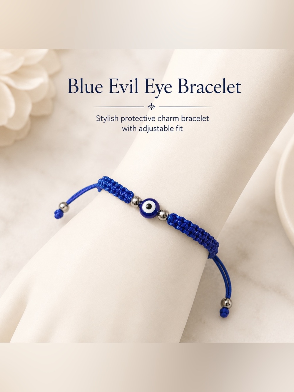 Blue Evil Eye Adjustable Charm Bracelet